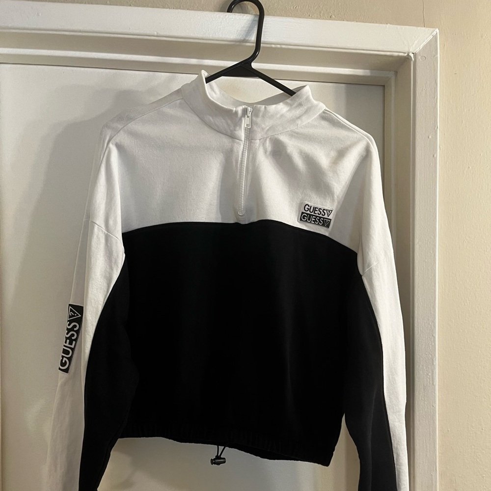 Guess Zip Up Black & White Hoodie